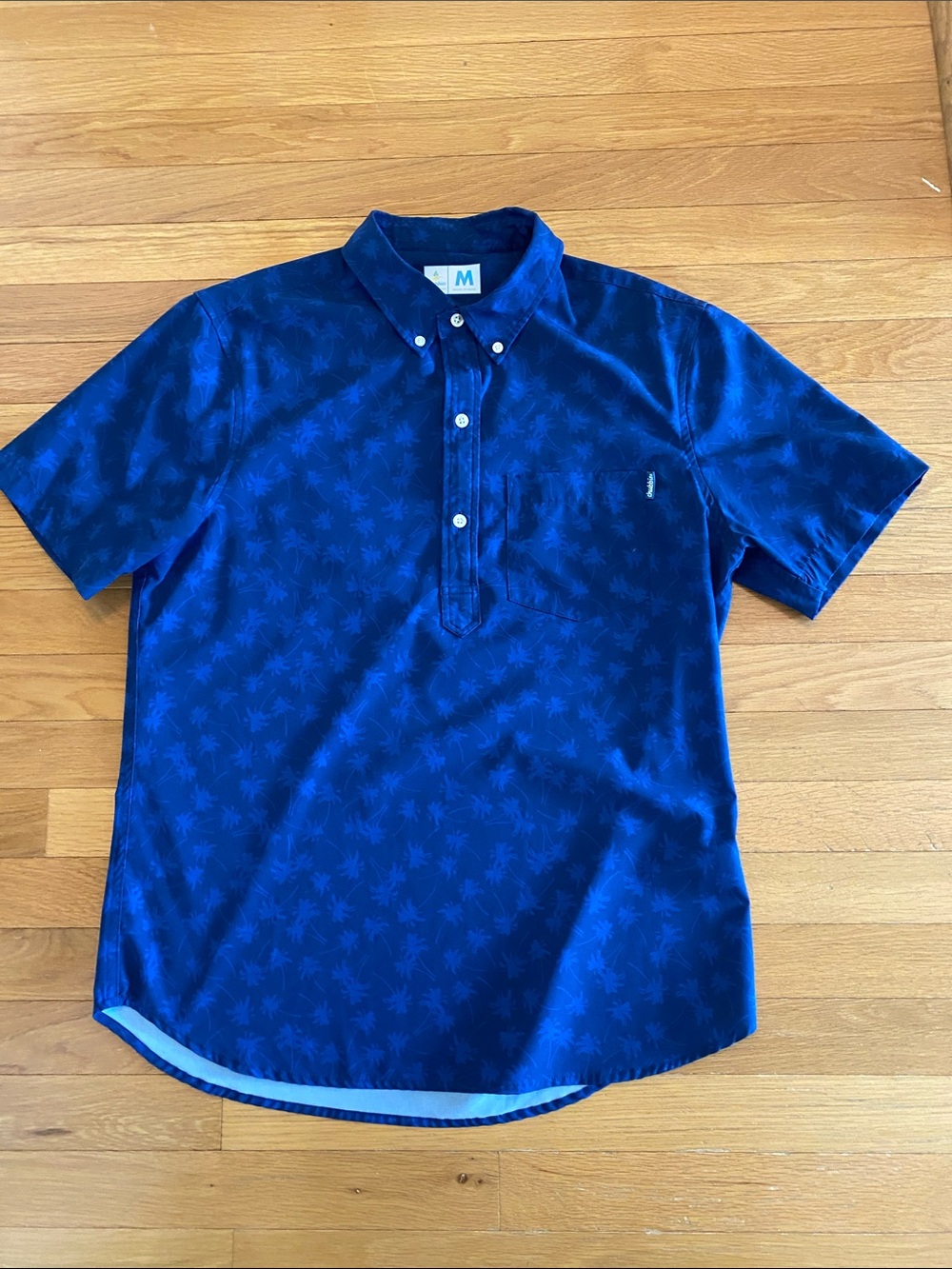 chubbies Men's Short-Sleeve Polo in Royal Blue with Palm Print